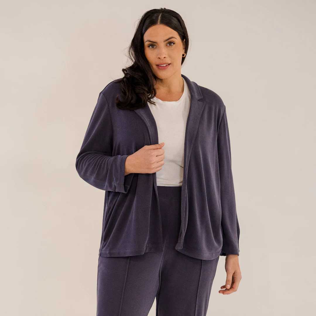 Bleecker Collar Knit Jacket, Ink Navy - Weilaico