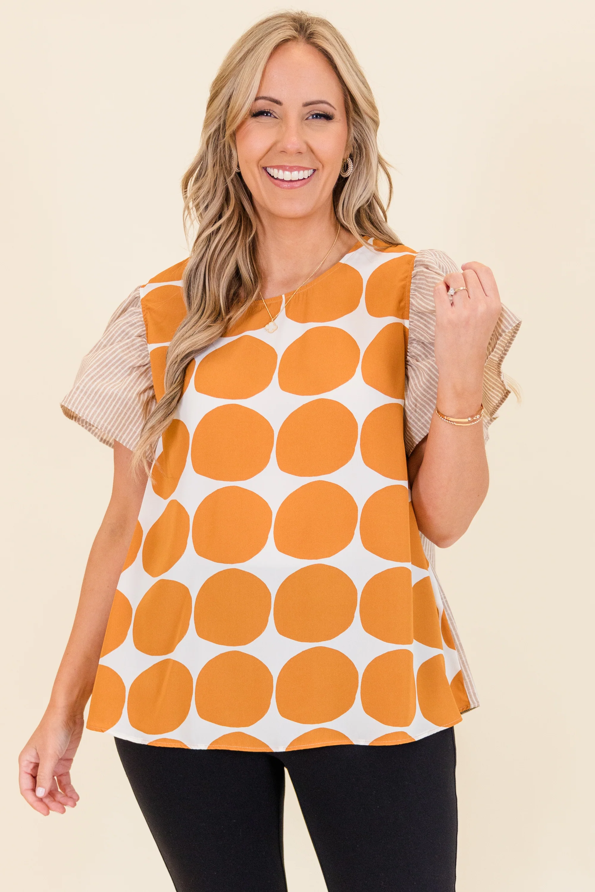 Groovy Pop Top, Taupe - Weilaico