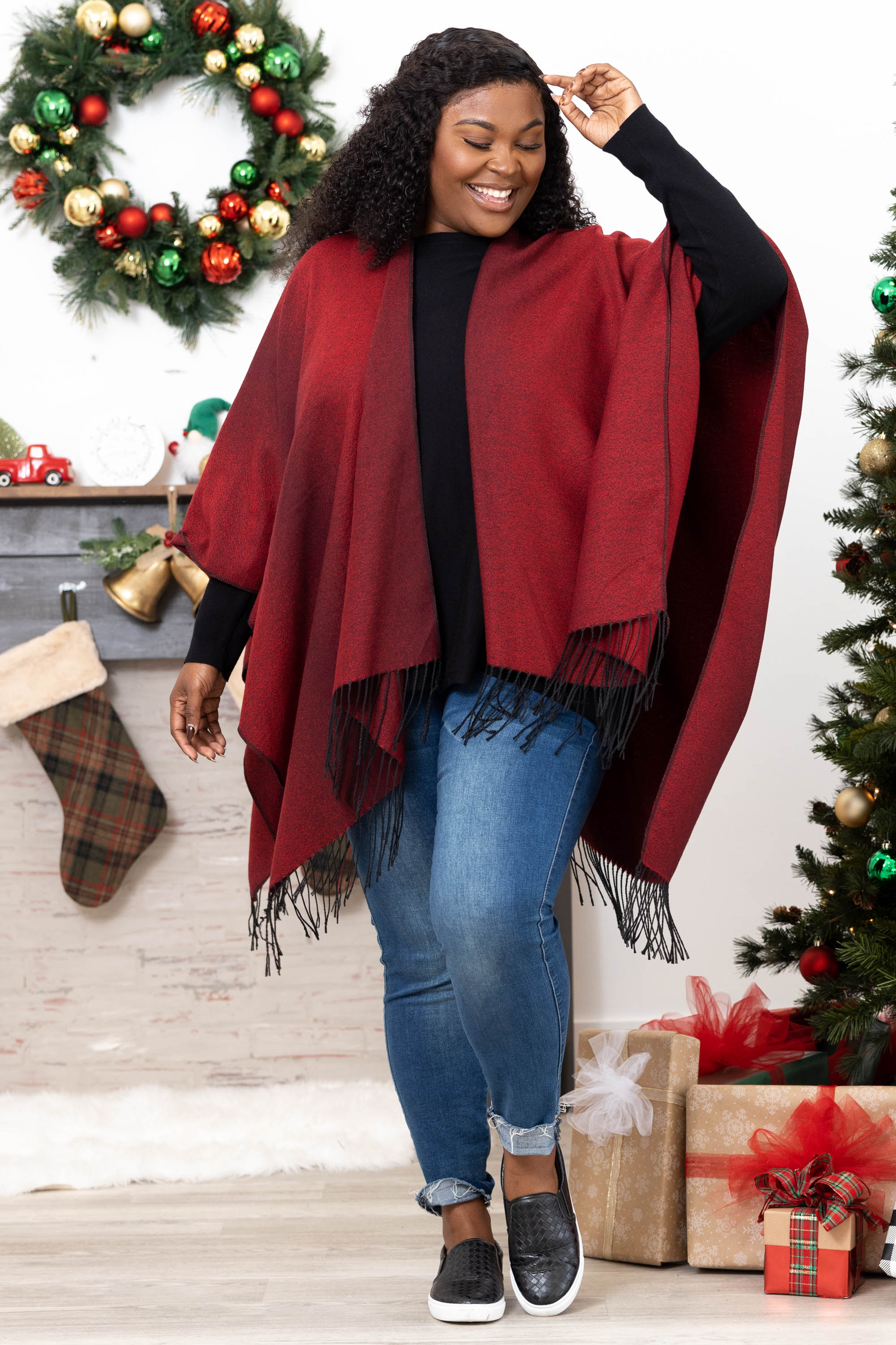 The Big Ending Poncho, Red - Weilaico