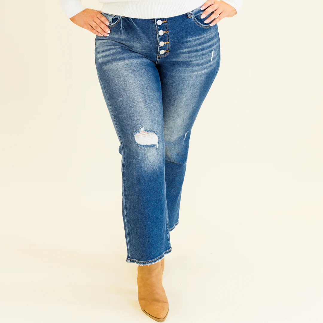 Much To Do Jeans, Dark Wash - Weilaico