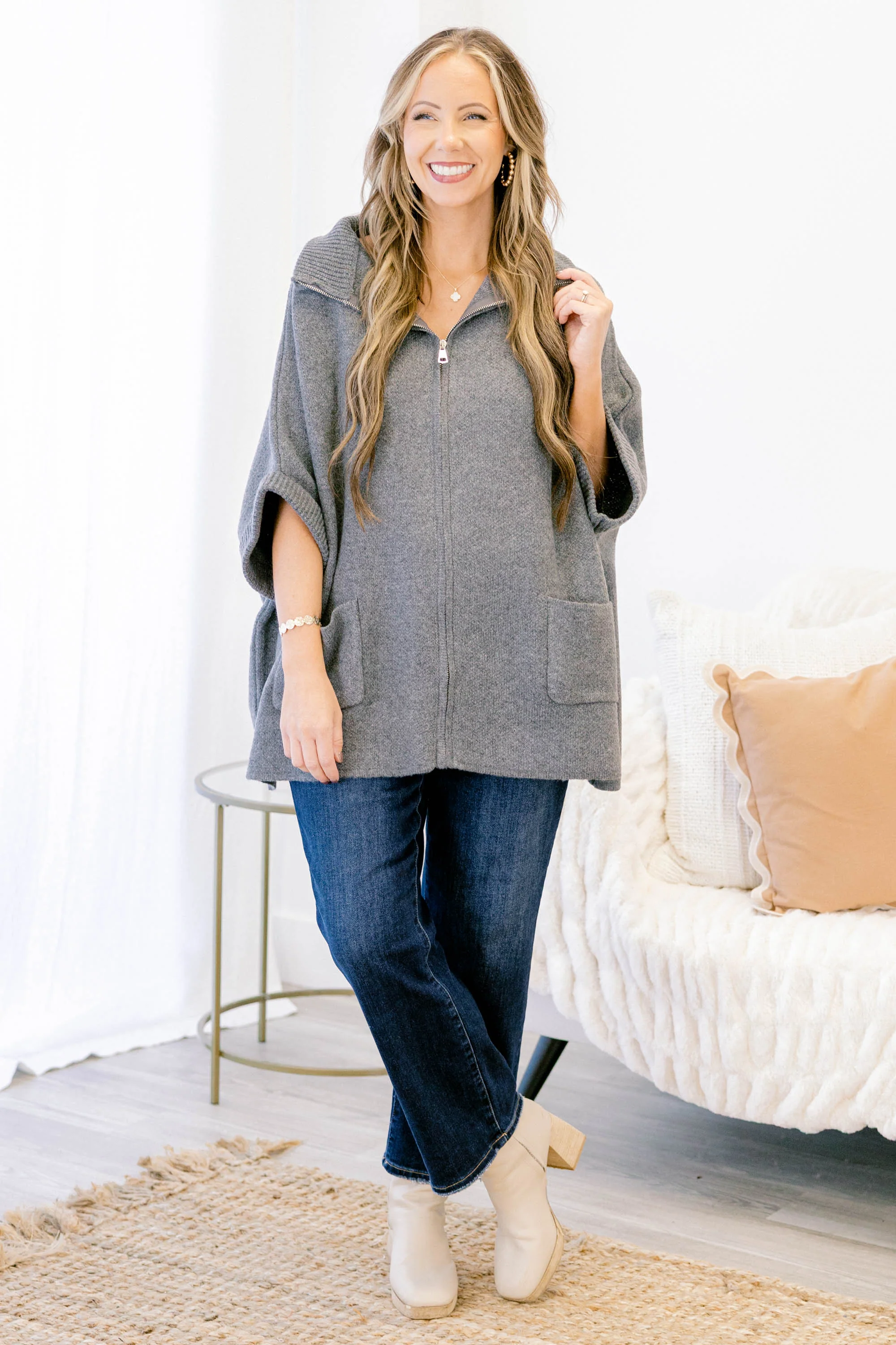 Give Me Peace Sweater, Gray - Weilaico